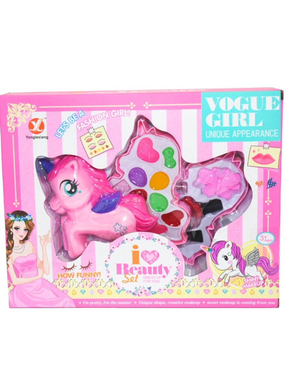 Pink Pony Makeup Play Set for Kids, Pretend Cosmetic Kit with Accessories - Picture 6 of 6